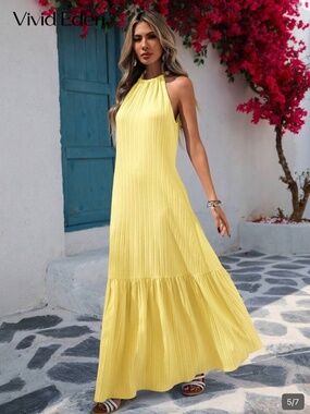 Yellow Ruffle Hem Dress
